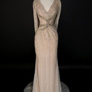 Brand New US 8 TONY WARD Fully Beaded with Sequins Evening Gown